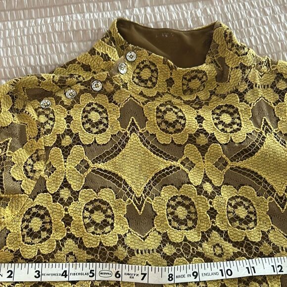 Anthropologie, Maeve Lace Patterned Top - Yellow and Brown XS - Picture 5 of 7